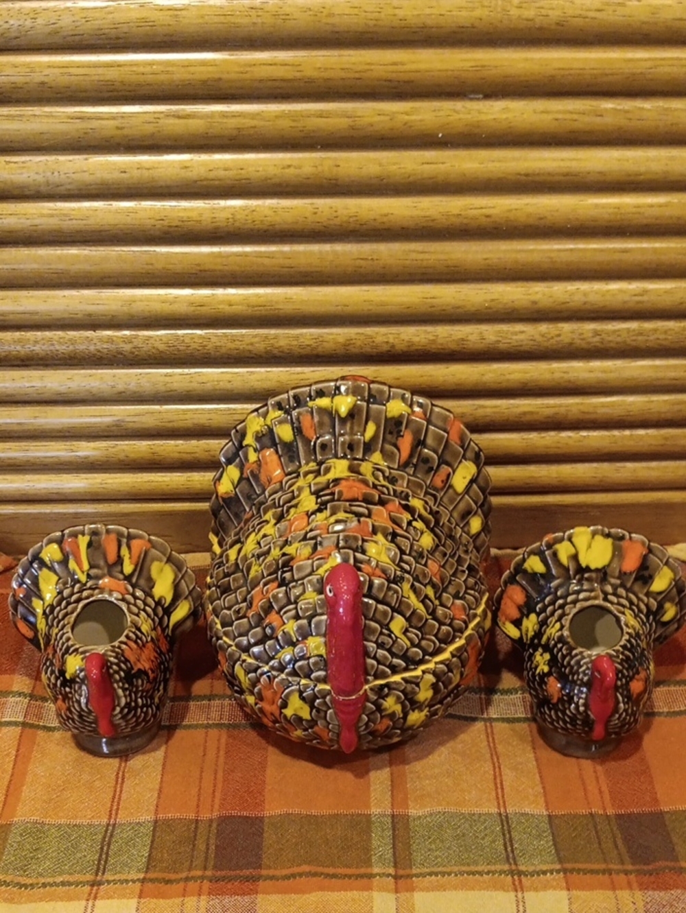 Vintage 80's Handpainted Turkey Set (3 Piece)
